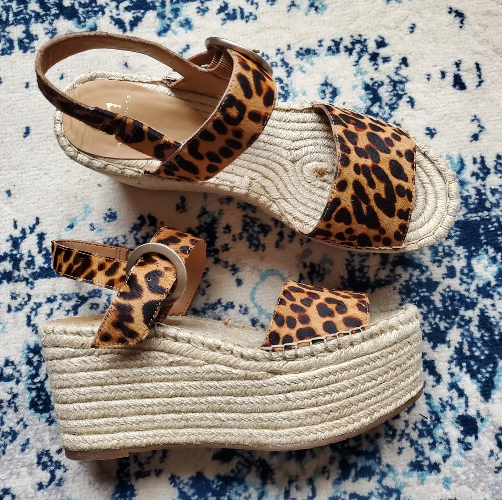 Marc Fisher Ltd Espadrilles Leopard Print NWOB Boho Coastal Festival